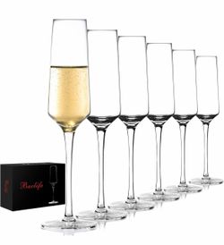 Champagne Flutes - Hand Blown Elegant Champagne Glasses Set of 12- Unique Gift for Father's Day, Birthday, Wedding - Ideal for Wine Tasting, Daily Use