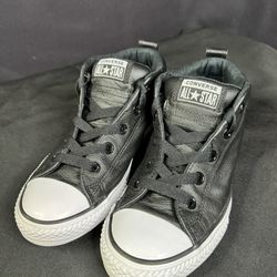 Converse All Star Junior's Black Leather Street Chuck Shoes 648581C Junior 4