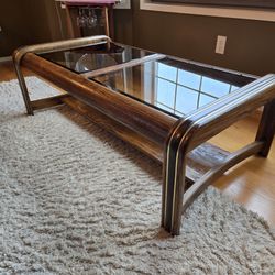 Stylish Coffee & End Table Set - Wood Frame with Glass Top