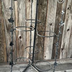 Vintage Metal Wire Plant Stands