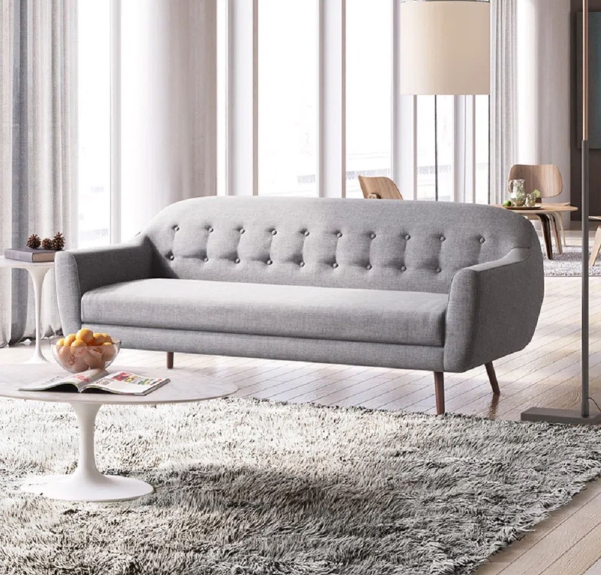 Mercury Row Geraldton 73" Flared Arm Sofa Mercury Row Upholstery in Gray, New In Box Factory Sealed