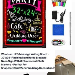 LED Message Writing Board, 32x24 With Markers And Remote