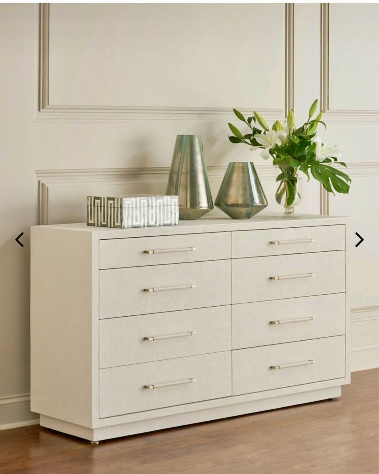 Interlude Home Taylor White Linen Dresser Chest