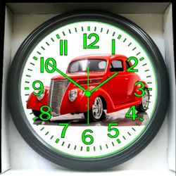 1937 Ford Coupe Garage Shop Glow In The Dark Wall Clock New
