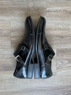 Men Size 8.5 Stacy Adams Bayne Cap Toe Double Monk Strap Dress Shoes Black Leather