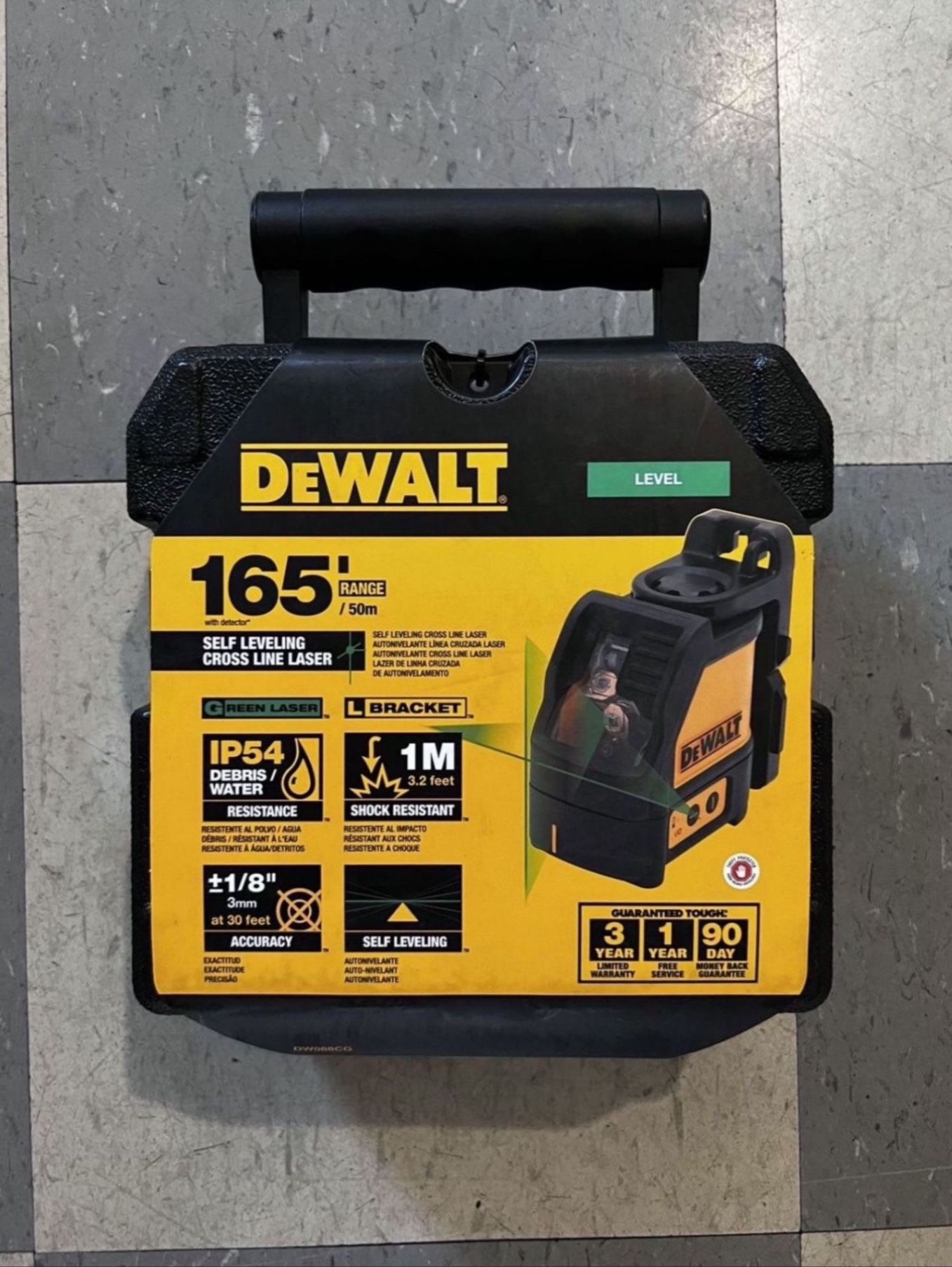 DEWALT 165 ft. Green Self-Leveling Cross Line Laser Level with (3) AA Batteries & Case