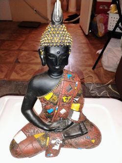 Decorative Seated Buddha Statue with Mosaic Detail