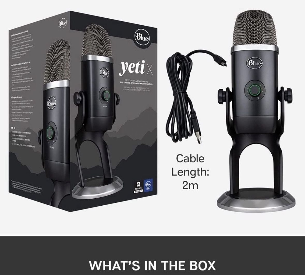 Open Box Logitech for Creators Blue Yeti X USB Microphone for Gaming, Streaming, Podcasting, Twitch, YouTube, Discord, Recording for PC and Mac, 4