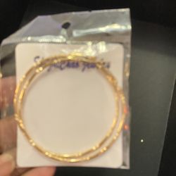 New Gold Plated Earings Big Hoops 