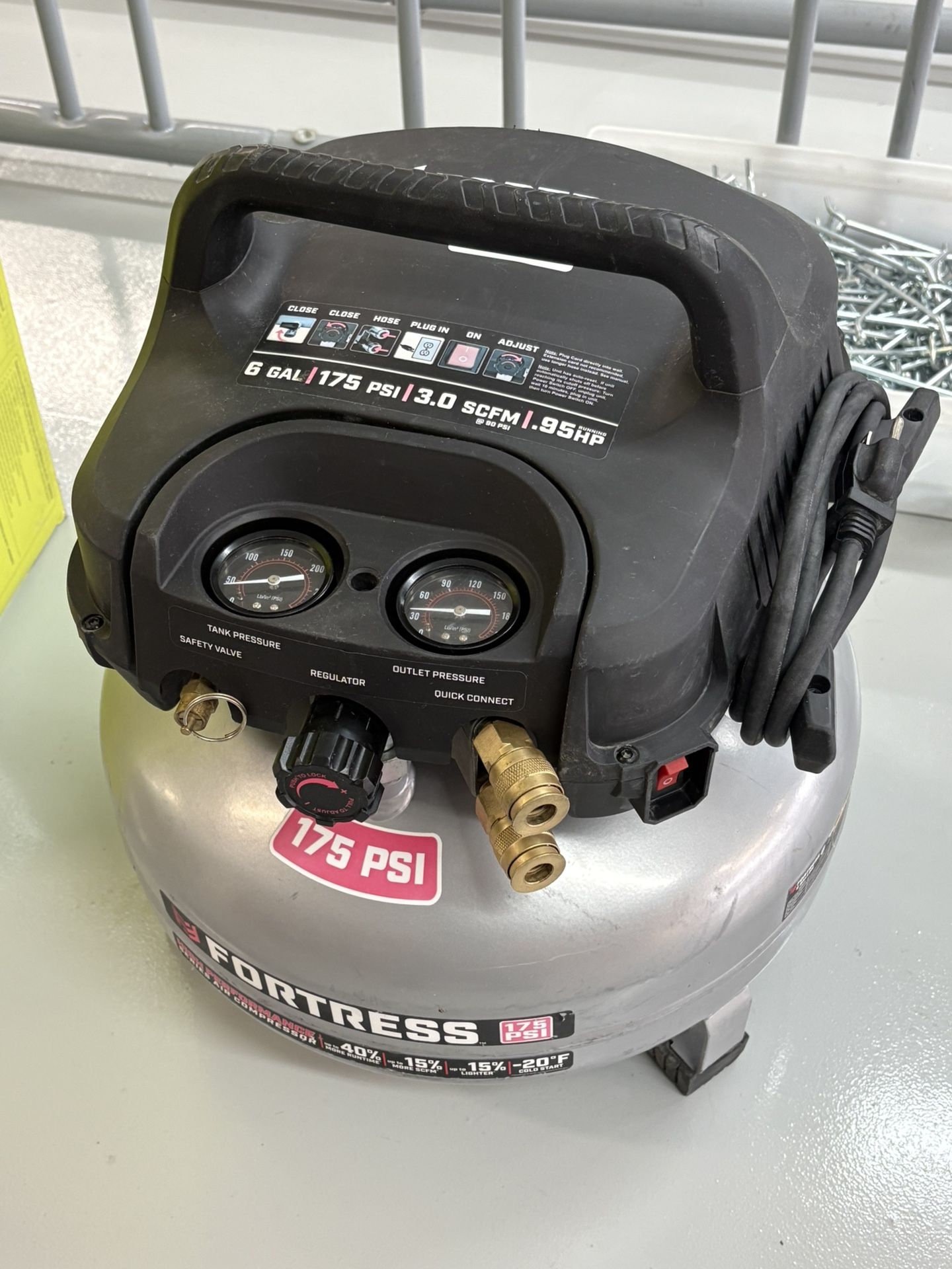 FORTRESS 6-Gallon 175 PSI High Performance Oil-Free Air Compressor
