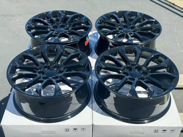 2024 Black 22" Wheels Cadillac Escalade Yukon Tahoe Set Factory Specs RIMS GMC Denali Sierra Chevy Silverado 1500 Chevrolet Suburban Avalanche 6x139