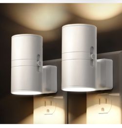 LOHAS Dimmable LED Night Light, Plug-In, 3000K Soft White, 0-100LM, Light Sensor, 2-Pack