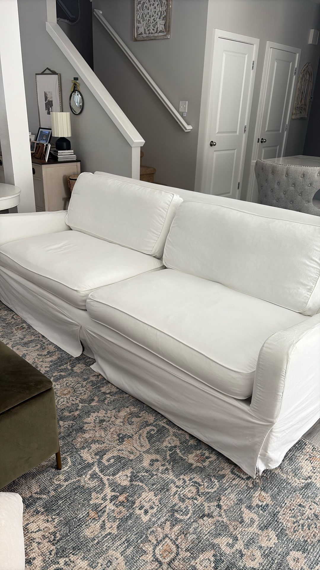 Pottery Barn Slip Covered Couch And Chair