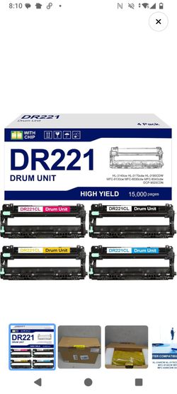 New DR221CL DR-221 Drum Unit 4-Pack Replacement for Brother Printers HL-3140cw MFC-9130cw