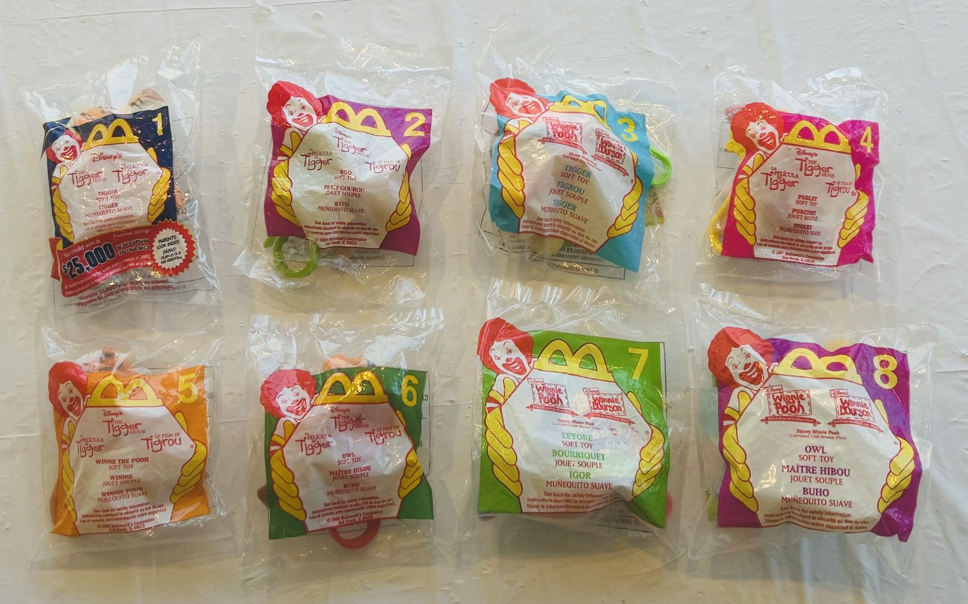 Disney Winnie the Pooh / The Tigger Movie 1999/2000 McDonalds Happy Meal Toys (Lot of 8) - New/Sealed Tigger Roo Tigger Piglet Winnie the Pooh Owl