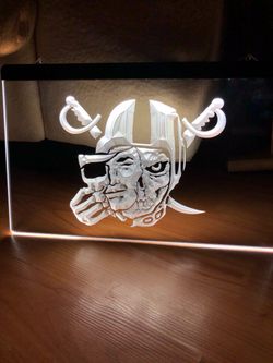 RAIDERS MASK LED NEON WHITE LIGHT SIGN 8x12