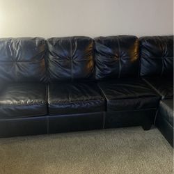 Black leather Sectional Bed Couch