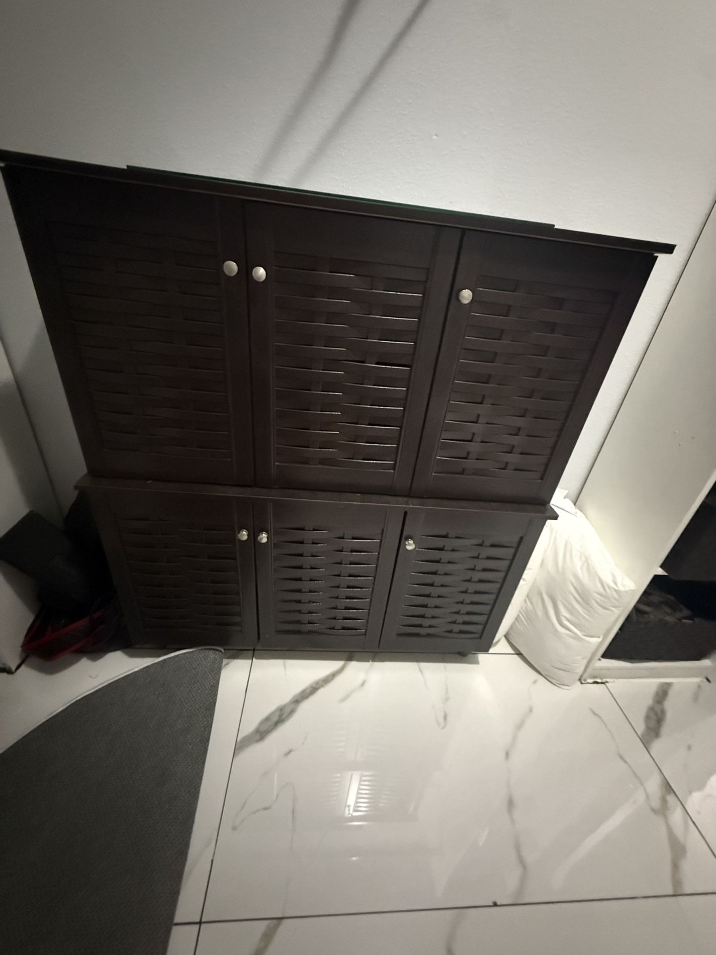 2 Dark Wood Dresser Cabinets 