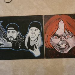 Jay and Silent Bob + Chucky Pastel Paintings