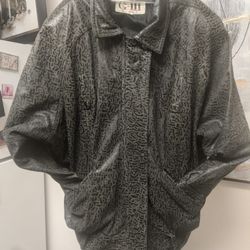 Vintage Dark Green Leather Jacket (S)