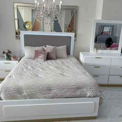 Bedroom Set Led.lights New 4 Pcs White Bedroom Set