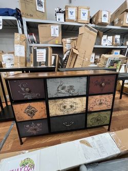 Dresser for Bedroom with 9 Deep Fabric Drawers