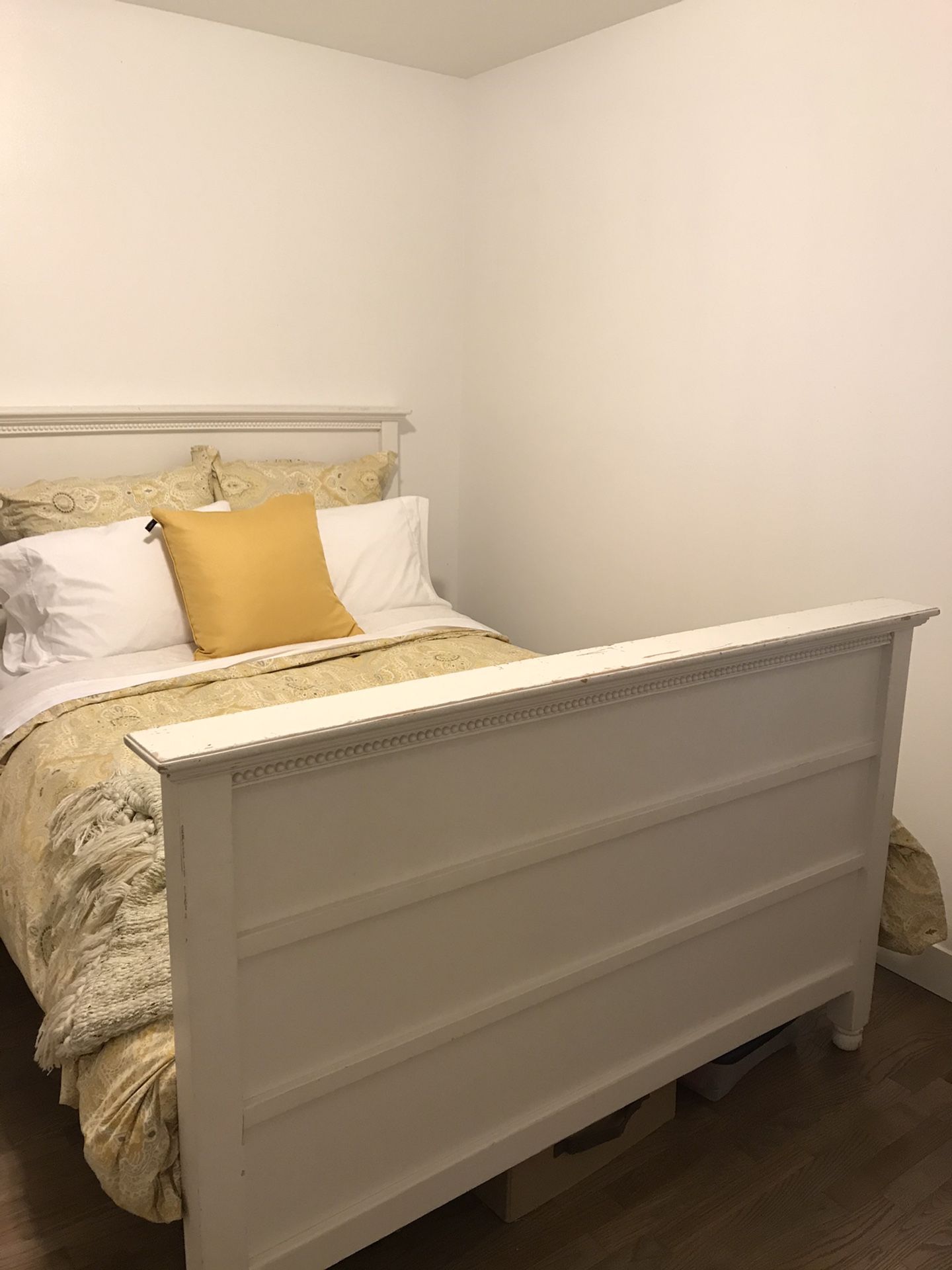 White full size bed frame