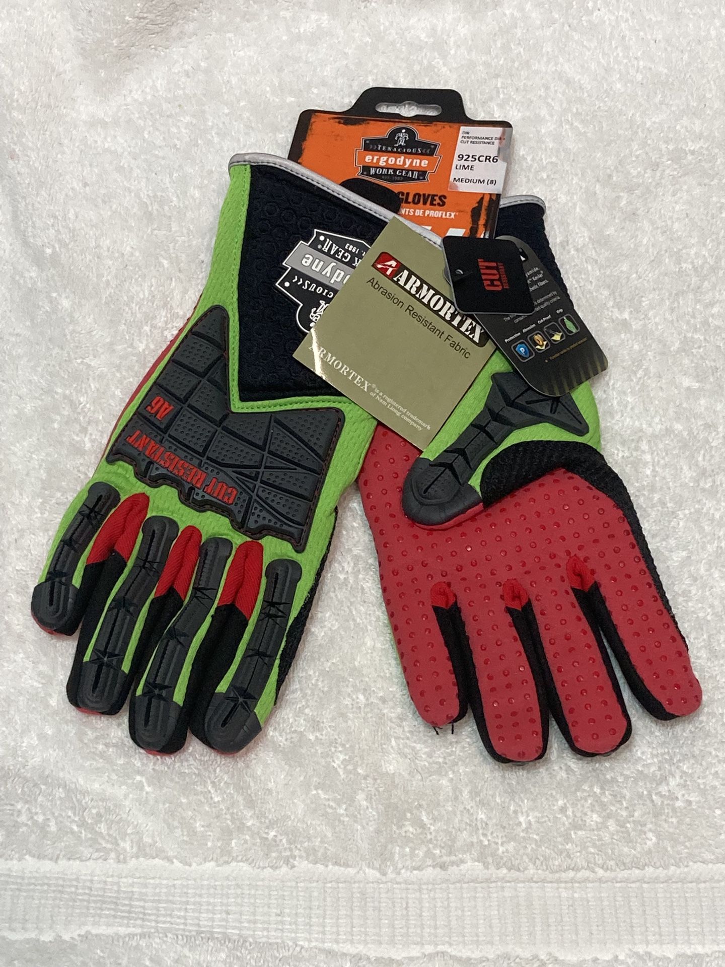 Brand New, TENACIOUS ERGODYNE WORK GEAR, PROFLEX Work Gloves, ARMORTEX Abrasion Resistant Fabric, Size: M