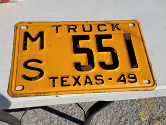 Old 1949 Texas Truck license plate ms 551 vintage only 1