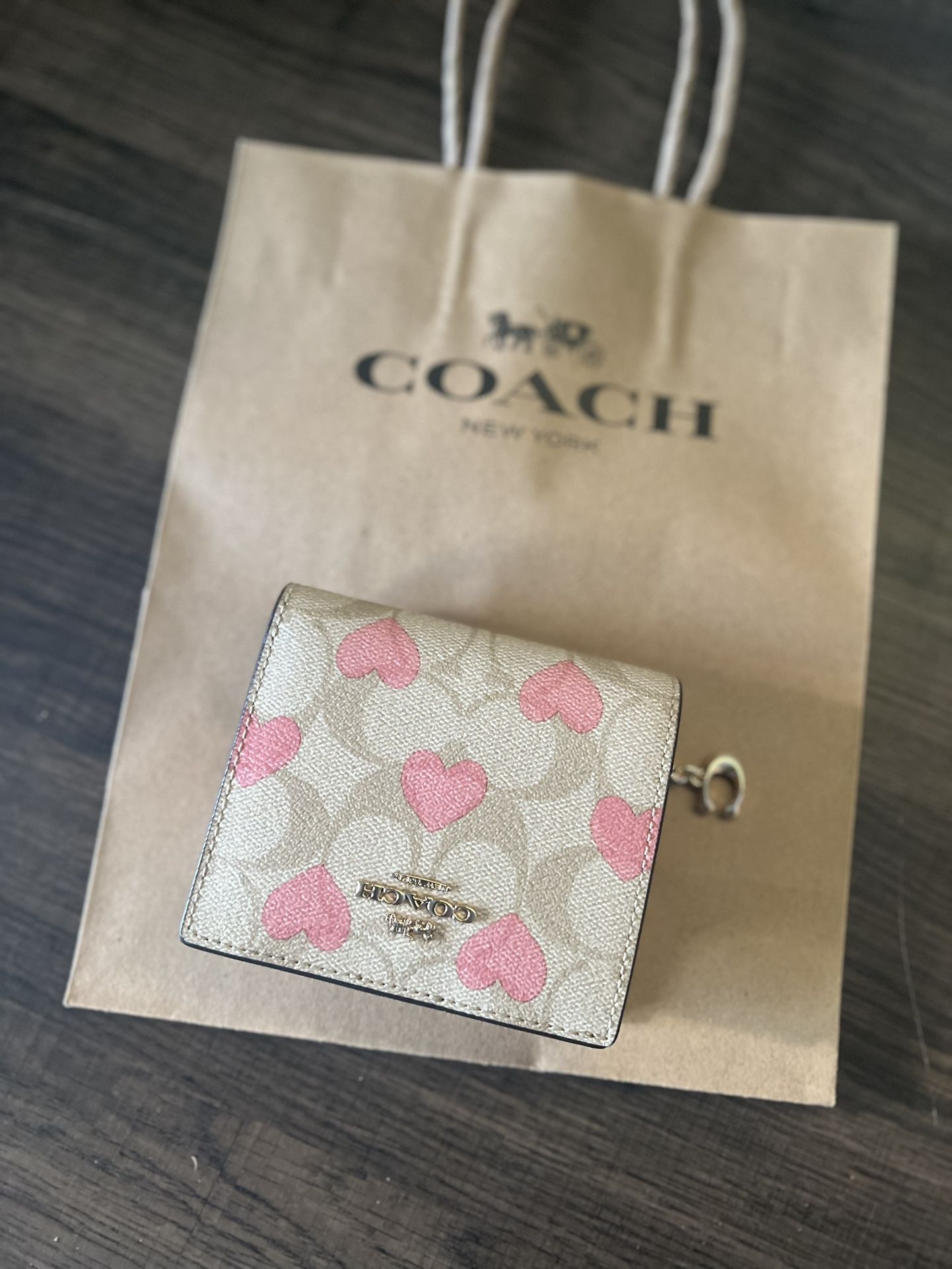 Coach Small Wallet With Heart Print 