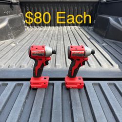 Milwaukee M18 18V Lithium-Ion Compact Brushless Cordless 3-Speed 1/4 in. Impact Driver (Tool-Only) **$80 Each**