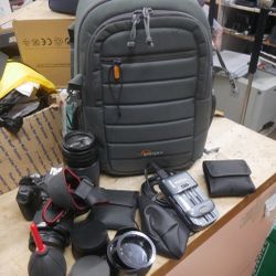 Canon Digital Camera t7 w canon zoom 75-300mm lens ef canon zoom ef-s 18-55mm 58mm lenses & extras & after market charger 886417-1