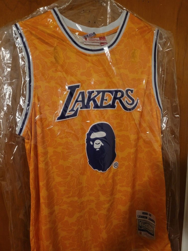 Bape x Mitchell & Ness Lakers lebron james Basketball Jersey