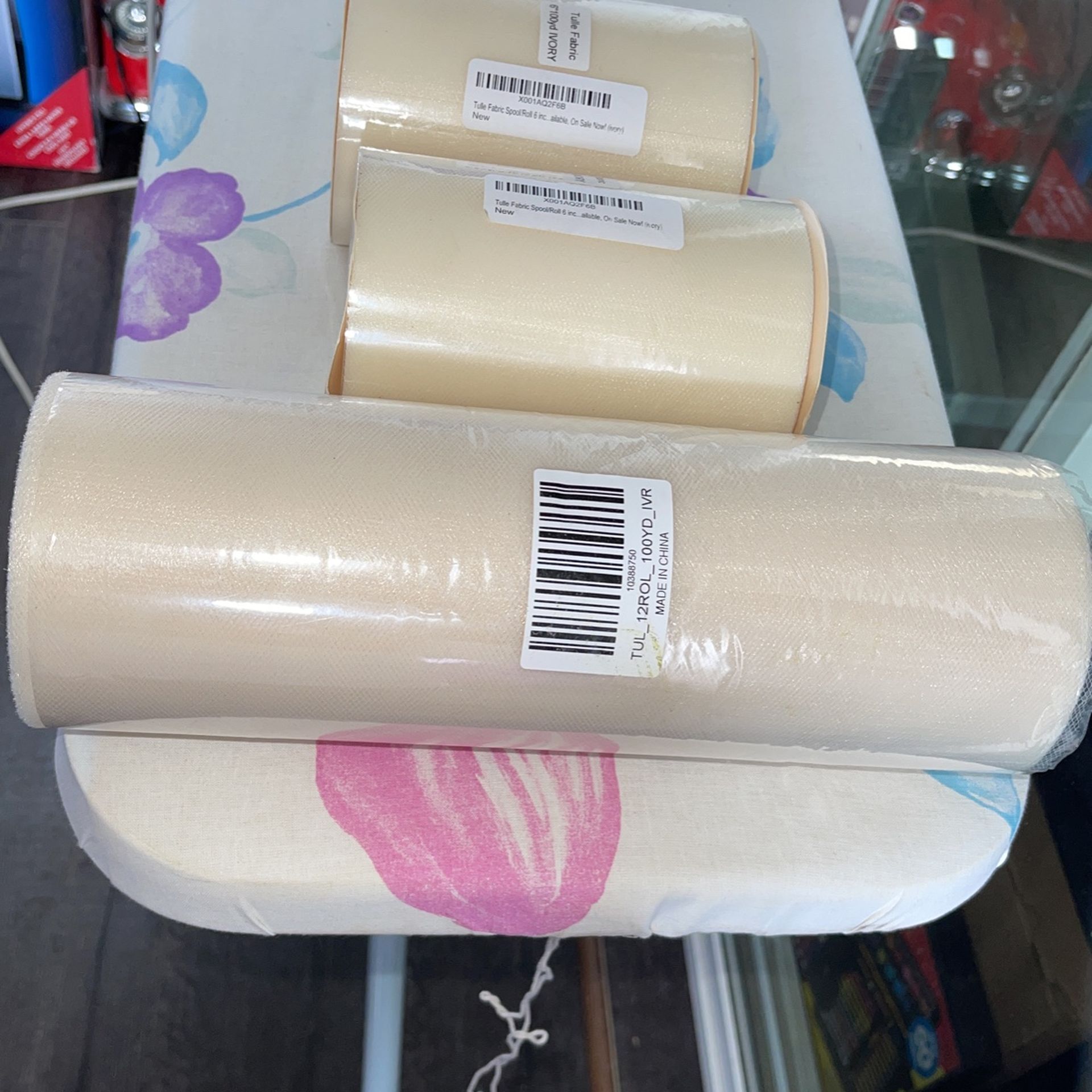3 Rolls Of Tulle Ivory Color 2 6” and 1 12” 100 YD Brand New
