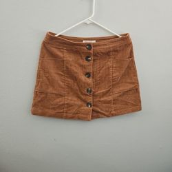 Corduroy Brown Button Up Skirt