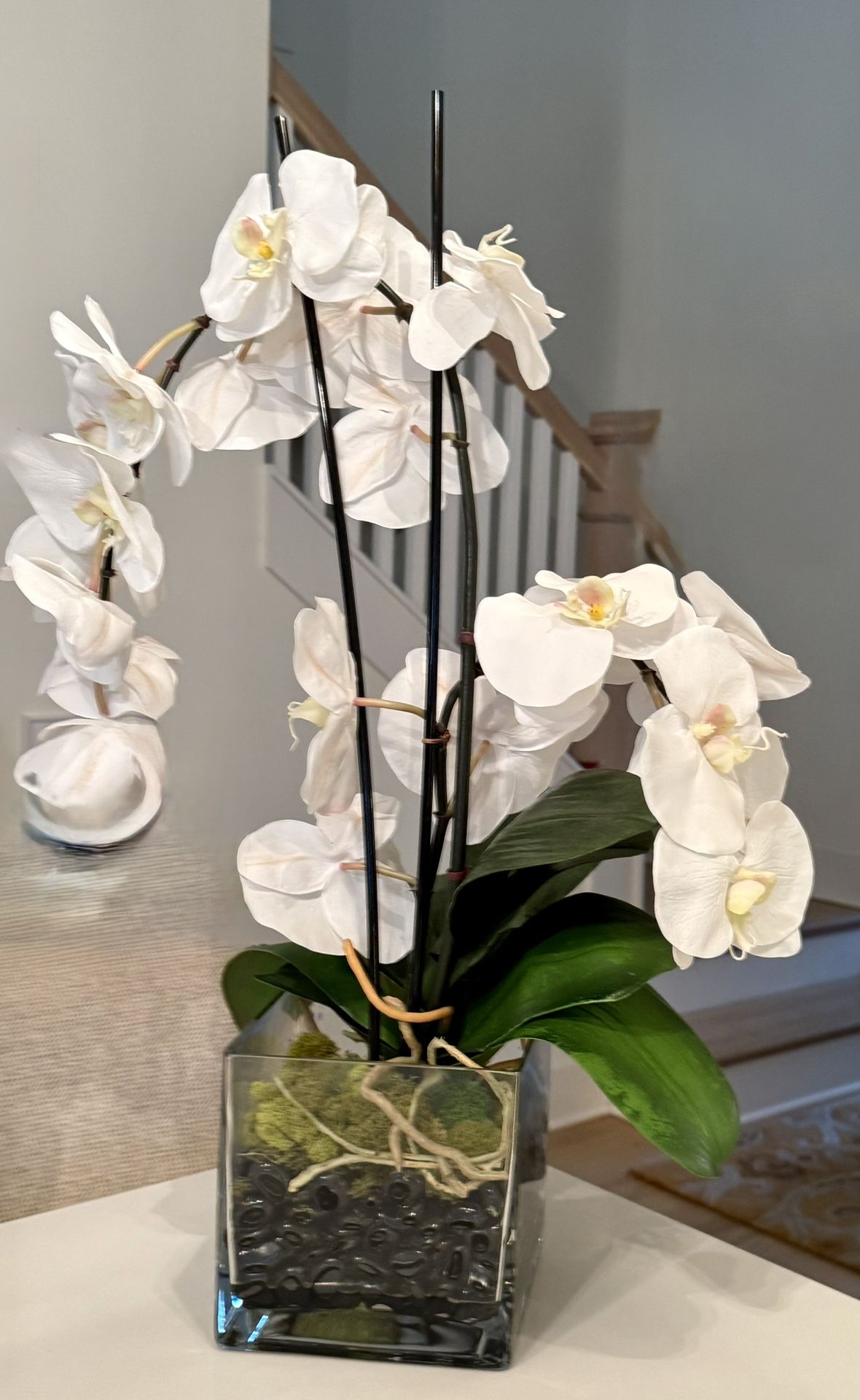 Elegant Faux White Orchid Arrangement