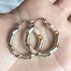 18k Gold Filled Earrings Jewelry Dangles Fashion  Tricolor Gold Plated Jewelry Hoops Multicolor 