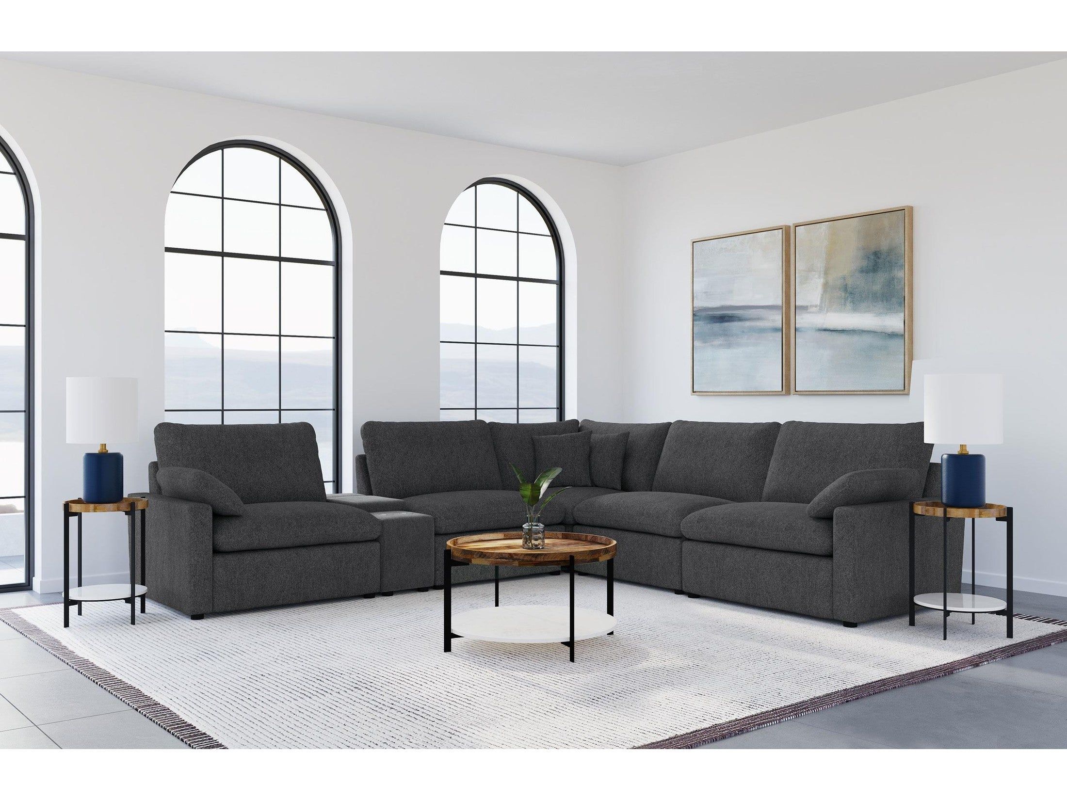 Collins Dark Grey 6-piece Modular Power Reclining Sectional