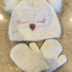 The Children’s Place Baby And Toddler Girls Owl Hat And Mittens 2-Piece Set Size 2T NEW