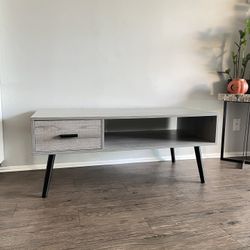 Welsh Antique Pine and Gray Wood 1-Drawer Rectangle Engineered Wood Coffee Table with Storage Drawer