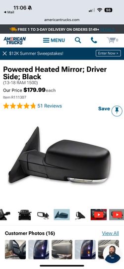 2016 Ram 1500 Driver Mirror