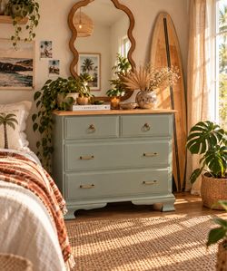 🪴Vintage Coastal Solid Wood Dresser - Free Delivery!