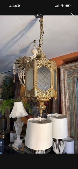 Art deco, beautiful, solid bronze pendant chandelier