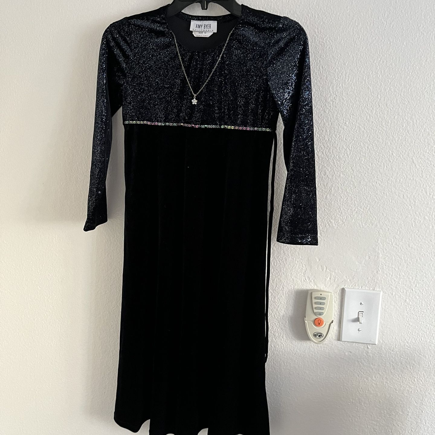 amy byer black dress Amy Byer Girls Sz 16 Black Party Dress Sequins Balloon Hem EUC Holiday Dressy