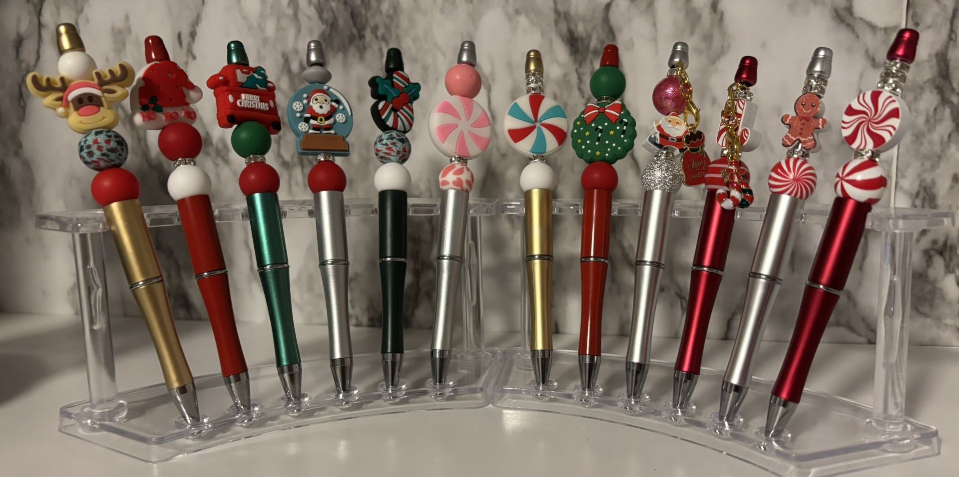 Handmade Christmas beaded pens