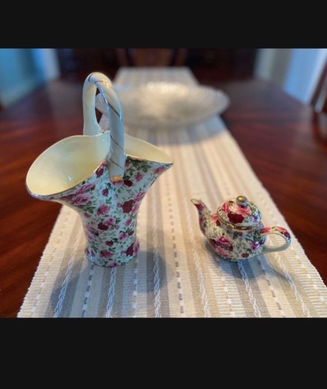 Formalities By Baum Bros Tea Pot Trinket And Basket Vase
