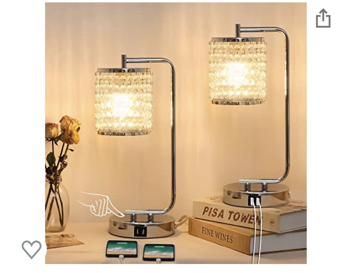 Crystal Touch Table Lamp w/USB Port