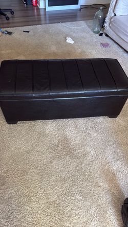 Faux leather bench with storage inside