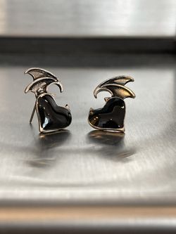 Bat Wing Heart Earrings