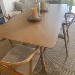 Article Oak Dining table and Oak Wishing Bone chairs 